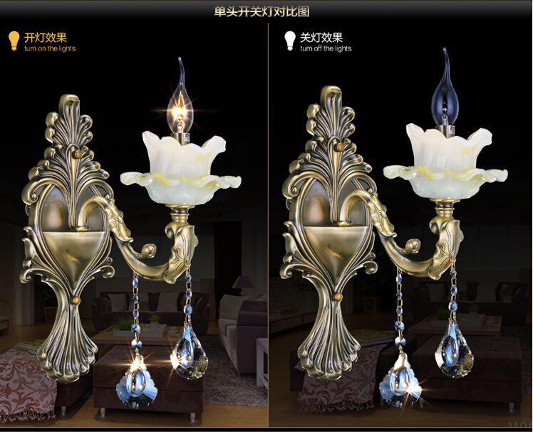 brass color alloy wall lamp indoor wall sconce lighting lotus k9 crystal design wall light decoration lamp