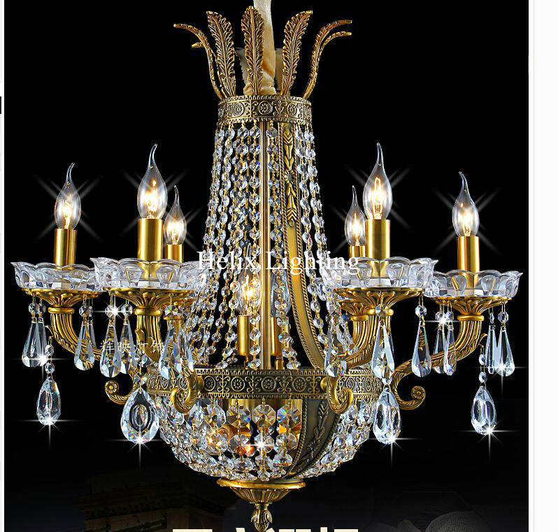 bronze finished antique crystal chandelier lingting luxurious ac brass crystal lamp lustre suspension chandelier