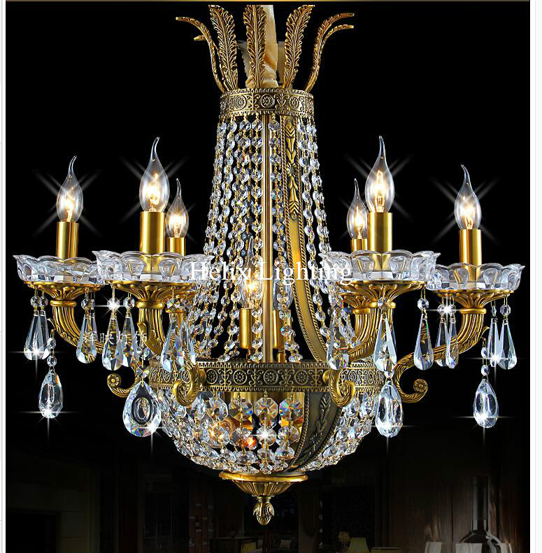 bronze finished antique crystal chandelier lingting luxurious ac brass crystal lamp lustre suspension chandelier