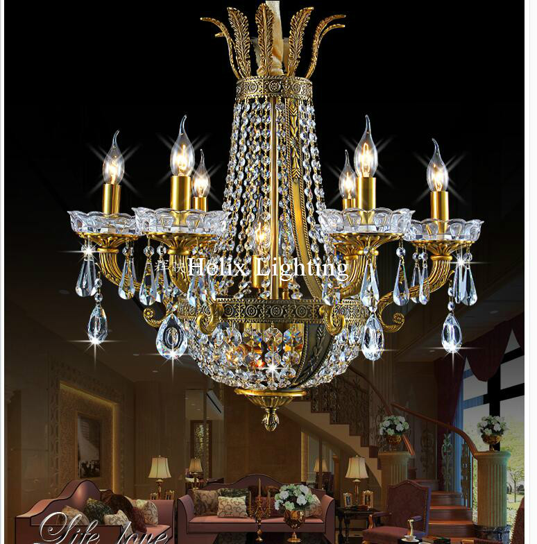 bronze finished antique crystal chandelier lingting luxurious ac brass crystal lamp lustre suspension chandelier