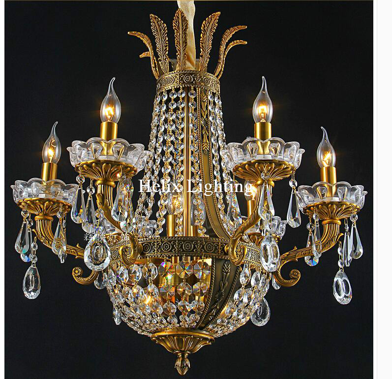 bronze finished antique crystal chandelier lingting luxurious ac brass crystal lamp lustre suspension chandelier