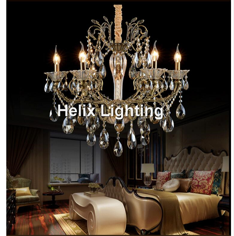 bronze finished antique crystal chandelier lingting luxurious ac led brass crystal lamp lustre suspension lighting