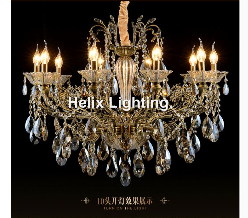 bronze finished antique crystal chandelier lingting luxurious ac led brass crystal lamp lustre suspension lighting