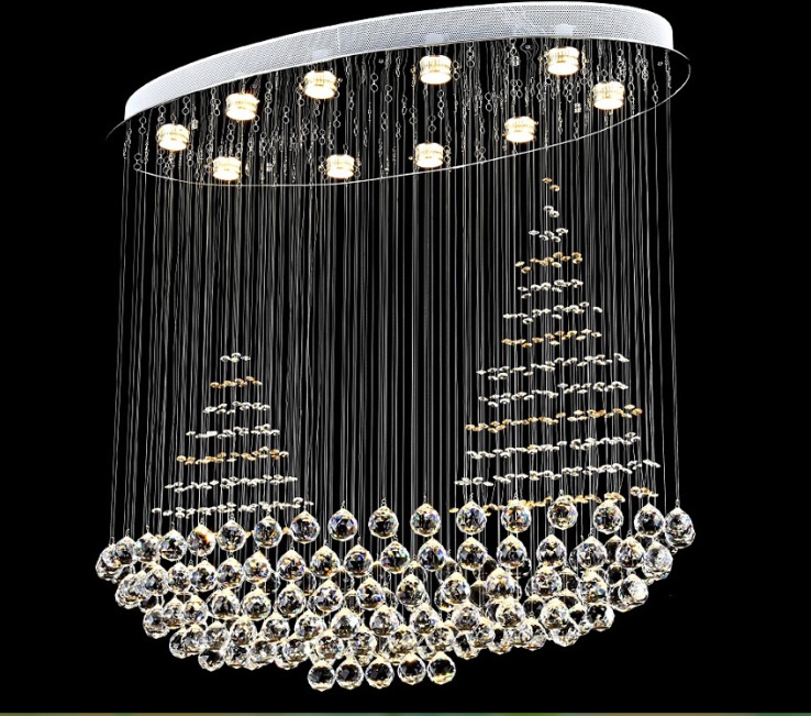 ceiling lamp oval crystal chandelier light fixture crystal lamp with gu10 lights included stair lighting l1000mm