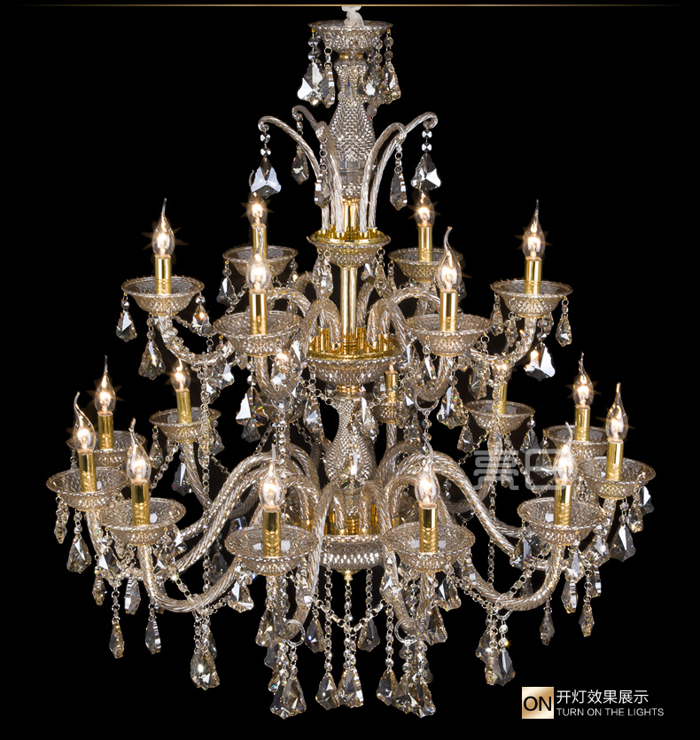 champagne color crystal chandelier light fixture glass candle chandelier lamp 12+6l d1000mm guanrantee