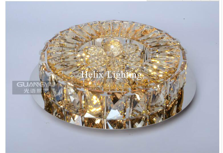 champagne modern 18w led ceiling lights ceiling lamp flush mount crystal light ac 90-260v surface mounted hallway ceiling lamp