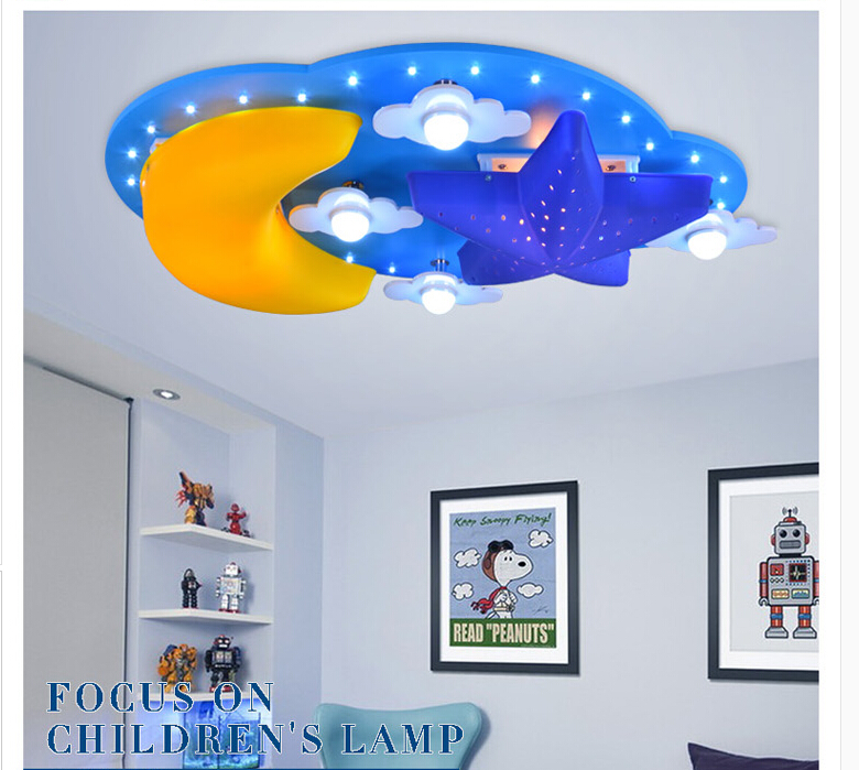 children ceiling lamp kids cartoon moon and star decoration ceiling light e27 light source d600mm remote control