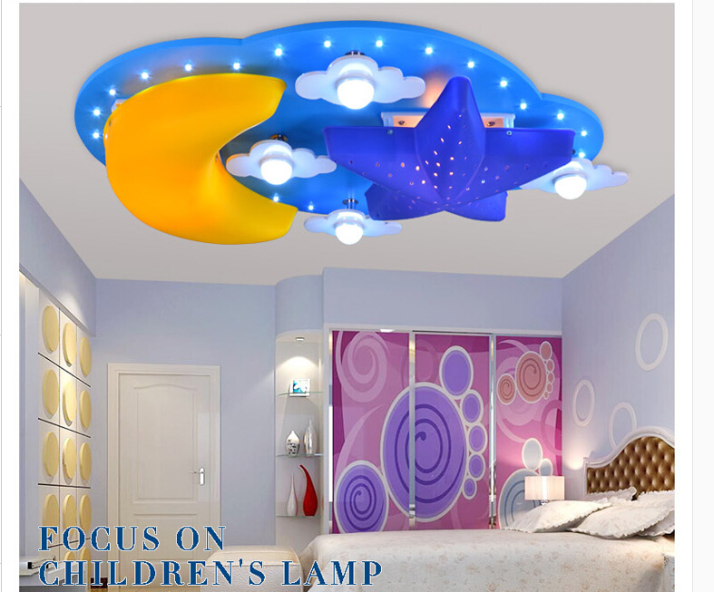 children ceiling lamp kids cartoon moon and star decoration ceiling light e27 light source d600mm remote control