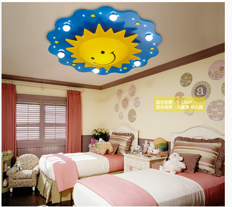 children ceiling lamps kids bedroom light cartoon sun design ceiling light led light source remote controller