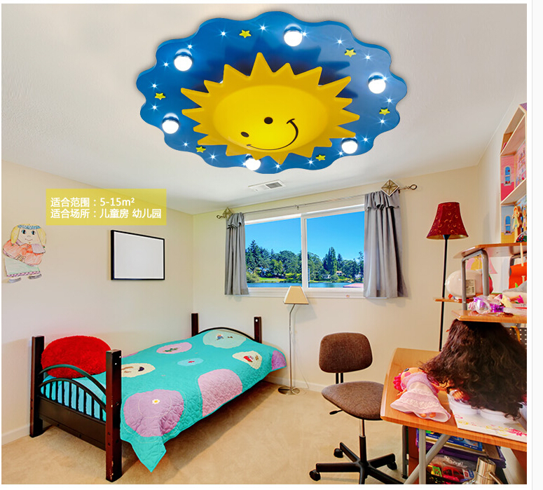 children ceiling lamps kids bedroom light cartoon sun design ceiling light led light source remote controller