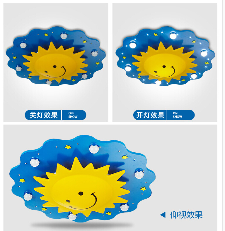 children ceiling lamps kids bedroom light cartoon sun design ceiling light led light source remote controller