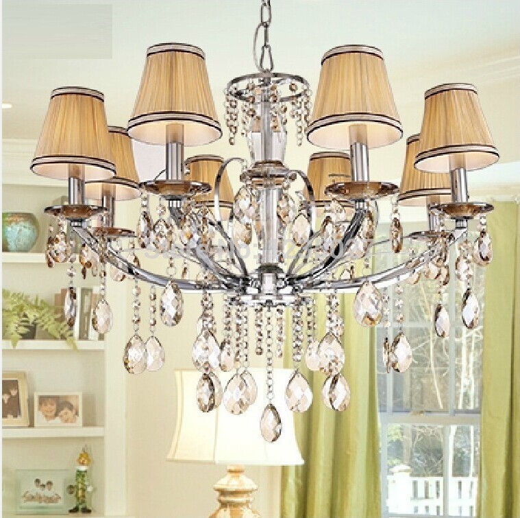 chrome crystal chandelier lamp, champagne beaded crystal chandelier light fixture sy4280/8l