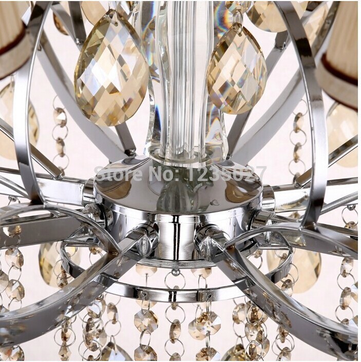 chrome crystal chandelier lamp, champagne beaded crystal chandelier light fixture sy4280/8l