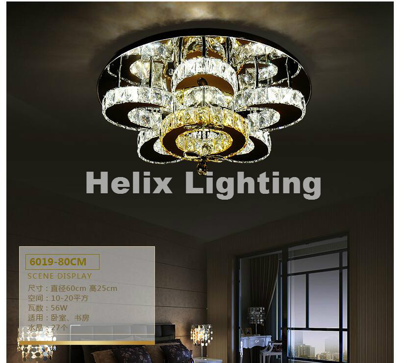 circular led crystal ceiling lamp remote control 3 color temperature livng room light led ceiling lamp d60/d80cm