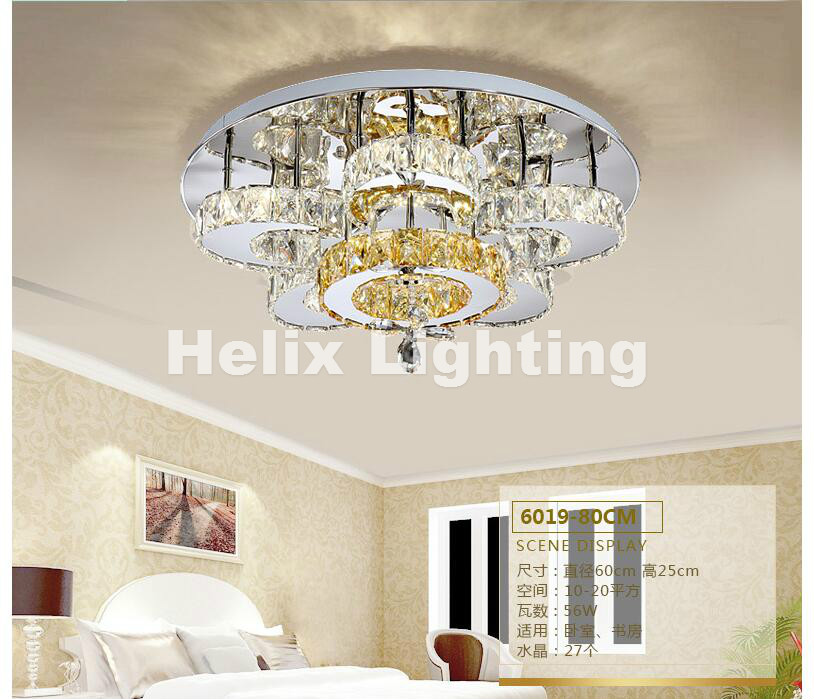 circular led crystal ceiling lamp remote control 3 color temperature livng room light led ceiling lamp d60/d80cm