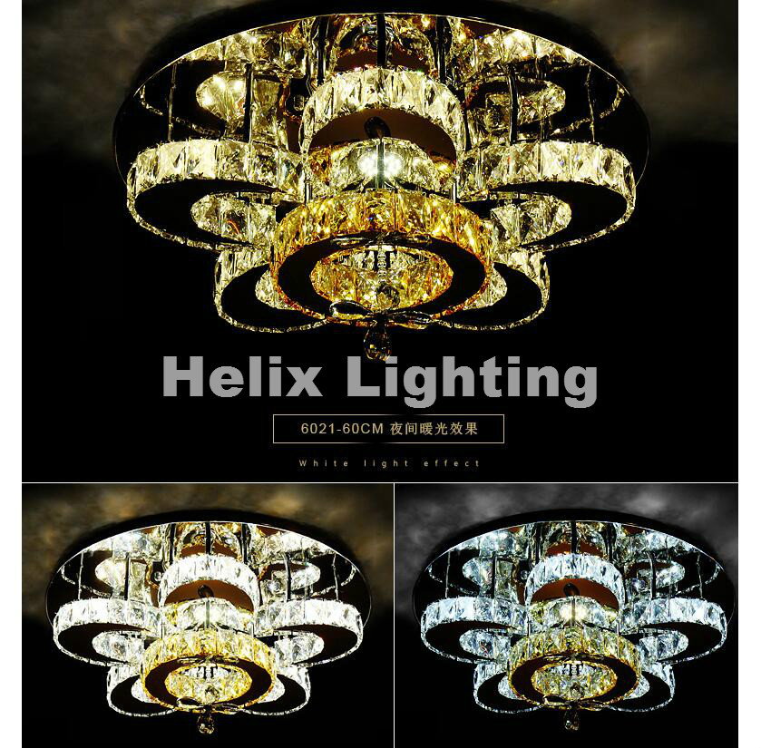 circular led crystal ceiling lamp remote control 3 color temperature livng room light led ceiling lamp d60/d80cm