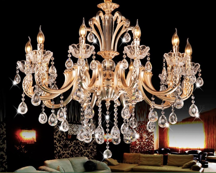 classic 10 arms and 12 arms gold crystal chandelier lighting fixture lustre crystal hanging lamp pendant