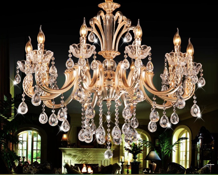 classic 10 arms and 12 arms gold crystal chandelier lighting fixture lustre crystal hanging lamp pendant