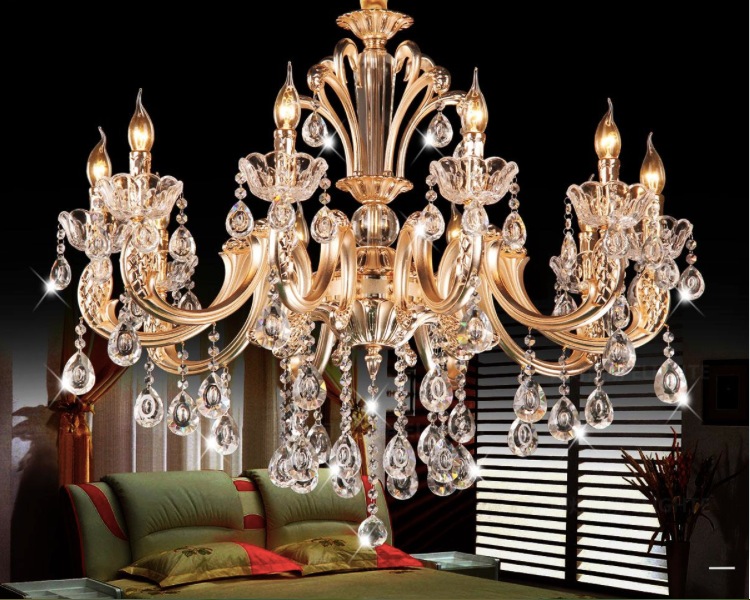 classic 10 arms and 12 arms gold crystal chandelier lighting fixture lustre crystal hanging lamp pendant