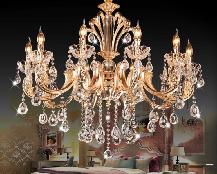 classic 10 arms and 12 arms gold crystal chandelier lighting fixture lustre crystal hanging lamp pendant