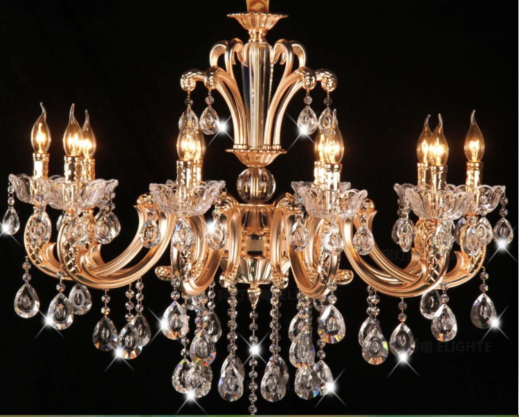 classic 10 arms and 12 arms gold crystal chandelier lighting fixture lustre crystal hanging lamp pendant