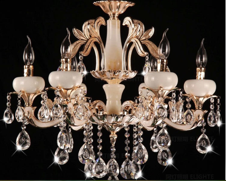 classic crystal chandelier light gold color crystal lighting with 6 arms d650mm ac guaranteed