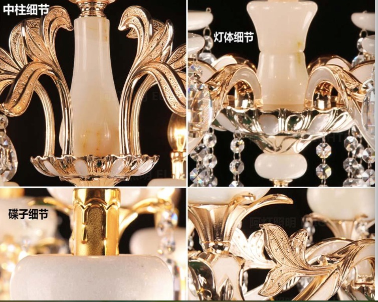 classic crystal chandelier light gold color crystal lighting with 6 arms d650mm ac guaranteed