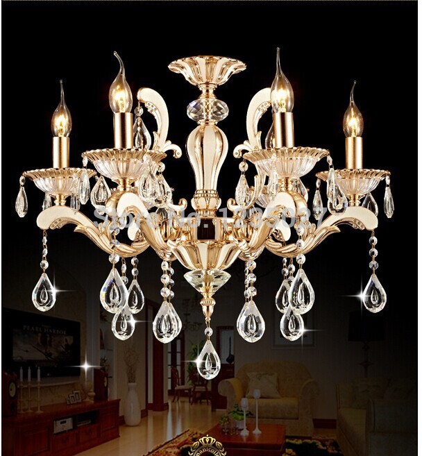 classic metal crystal chandelier gold color crystal luster hanging lamp 3 designs for selection