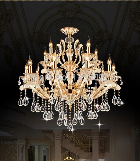 classic metal crystal chandelier gold color crystal luster hanging lamp 3 designs for selection