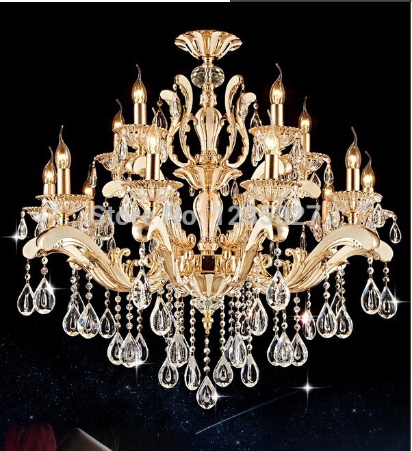 classic metal crystal chandelier gold color crystal luster hanging lamp 3 designs for selection