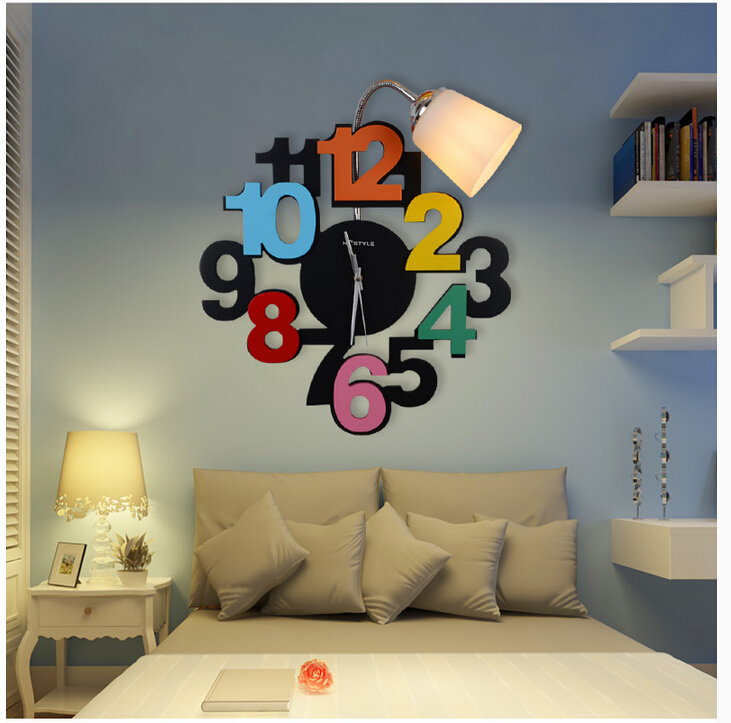 clock design led wall lamp children bedroom study room restaurant decoration novelty wall light ac guaranteed