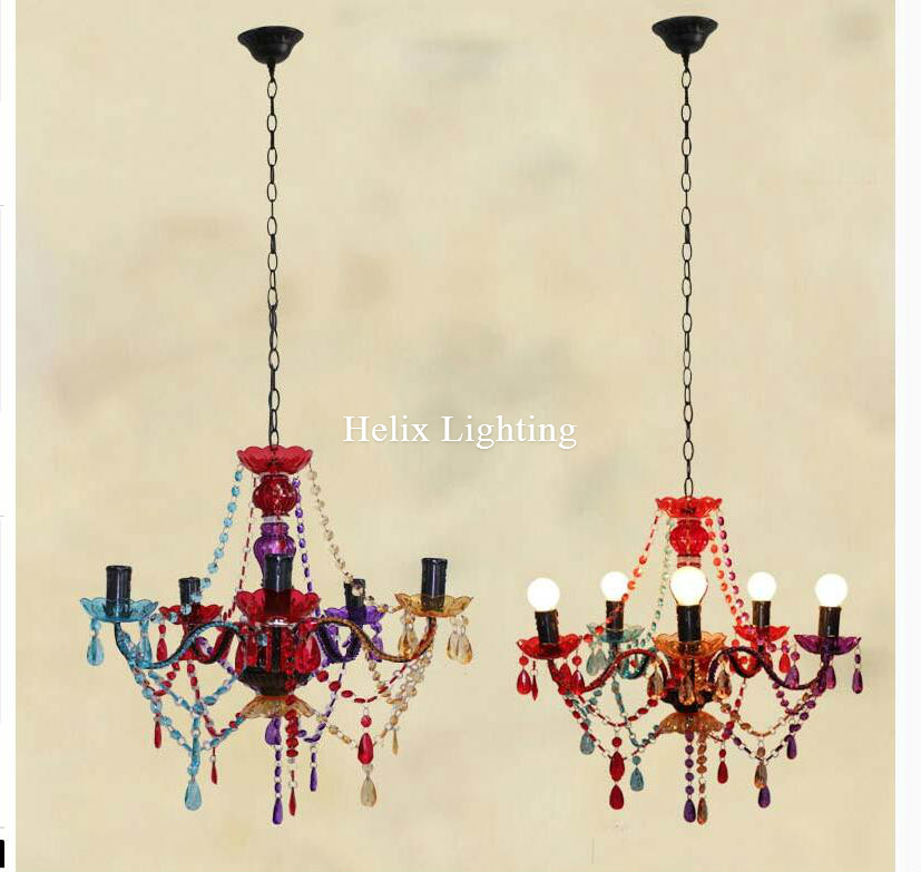 colorful chandelier mixed color/pink/black/blue living room candle lamps luxury acrylic crystal chandelier lights