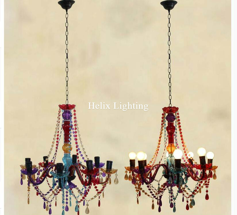 colorful chandelier mixed color/pink/black/blue living room candle lamps luxury acrylic crystal chandelier lights