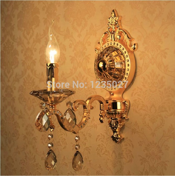 crystal decoration gold alloy single side e14 candle bulb wall mounted indoor crystal wall lamps lighting