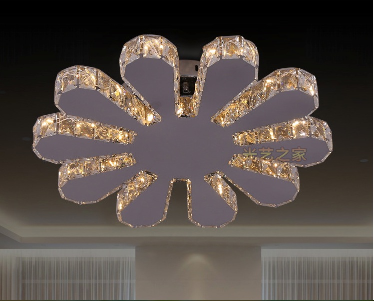 crystal led ceiling lamp d600mm sunflower shape crystal lamp / lighting fixture modern led light 110-240v ac