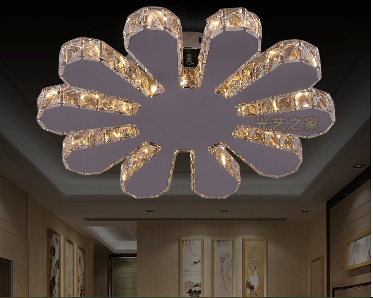 crystal led ceiling lamp d600mm sunflower shape crystal lamp / lighting fixture modern led light 110-240v ac