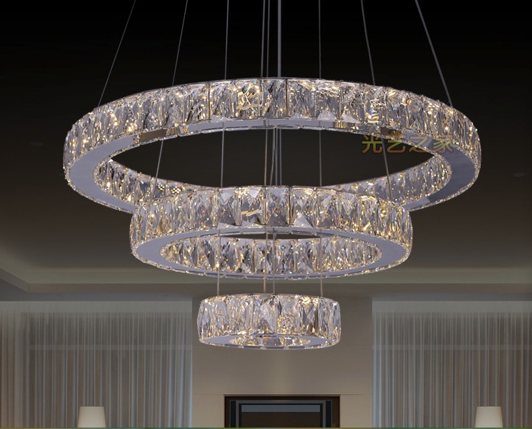 crystal ring led chandelier crystal lamp / light / lighting fixture modern led circle light ready stocks