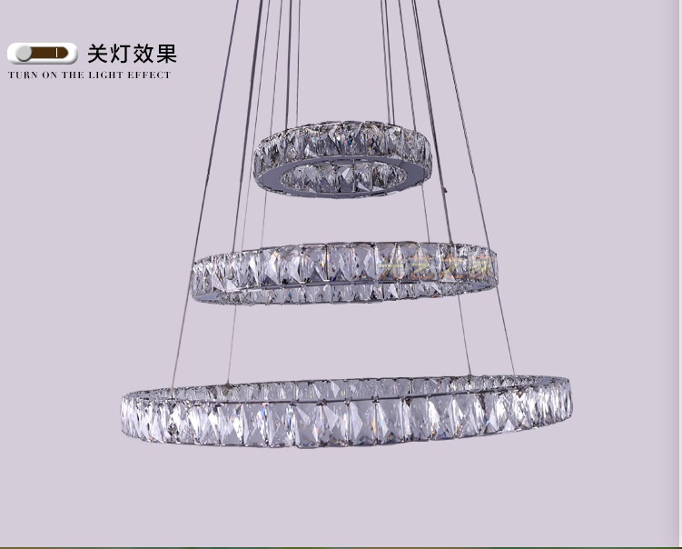 crystal ring led chandelier crystal lamp / light / lighting fixture modern led circle light ready stocks