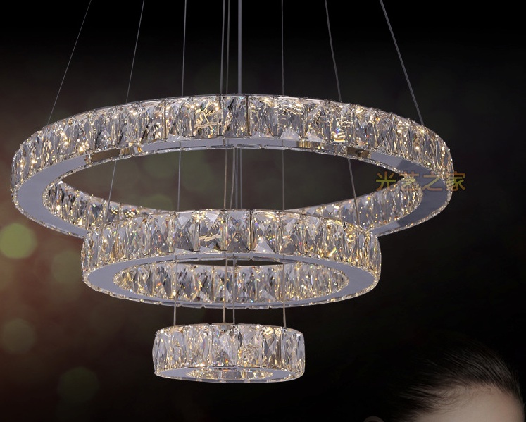 crystal ring led chandelier crystal lamp / light / lighting fixture modern led circle light ready stocks