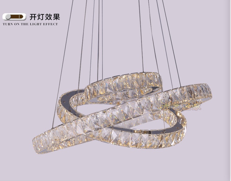 crystal ring led chandelier crystal lamp / light / lighting fixture modern led circle light ready stocks