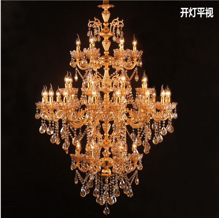 d1080mm 36l heads modern crystal chandelier lighting fixture crystal lustre, staircase lamp,, foyer large crystal stair light