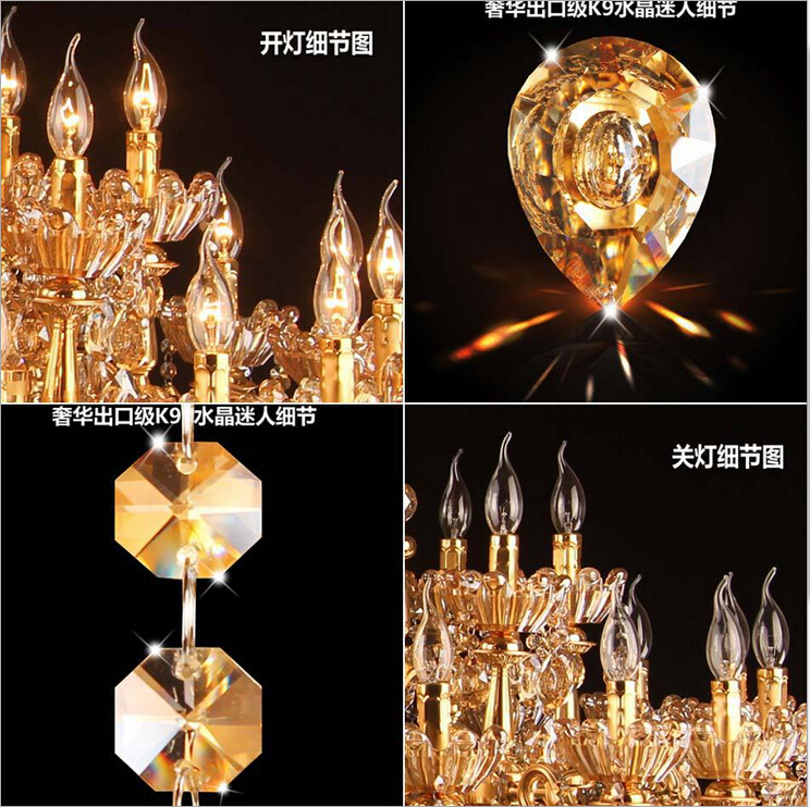 d1080mm 36l heads modern crystal chandelier lighting fixture crystal lustre, staircase lamp,, foyer large crystal stair light