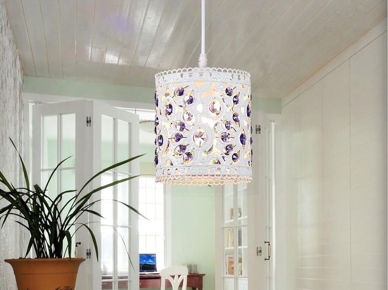 d120mm crystal pendant lamps lighting, 1 head bohemian iron bar pendant light colorful crystal pendant light