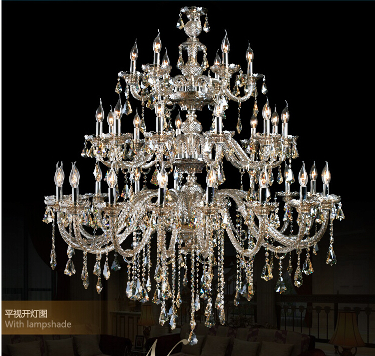 d1500mm h2000mm 48l crystal luxury champagne light k9 fashion chandelier crystal top grade k9 chandelier lighting