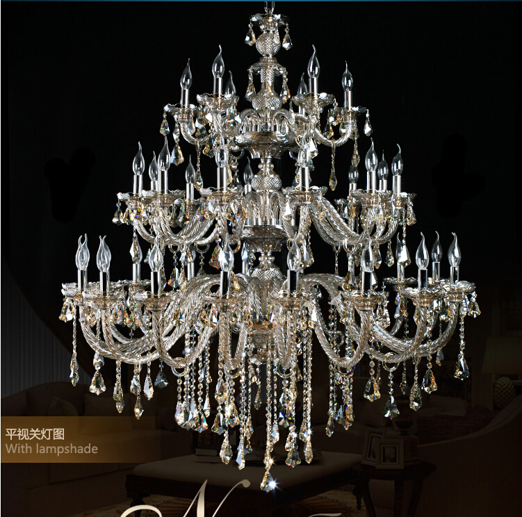 d1500mm h2000mm 48l crystal luxury champagne light k9 fashion chandelier crystal top grade k9 chandelier lighting