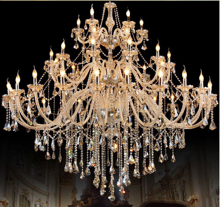 d1500mm h2000mm 48l crystal luxury champagne light k9 fashion chandelier crystal top grade k9 chandelier lighting