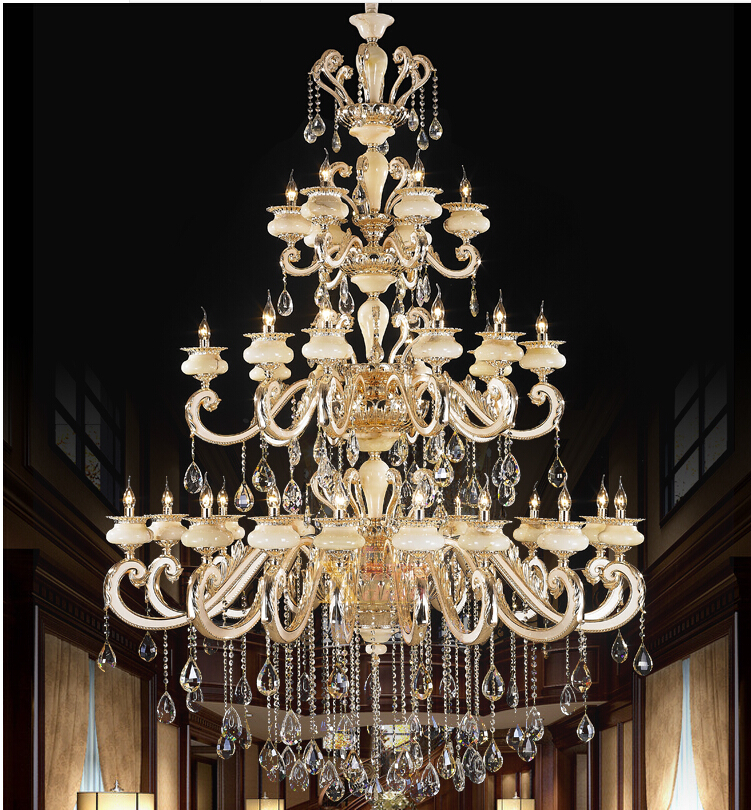 d150cm h200cm 32l k9 crystal chandelier led chandelier dinning room chandelier living room lamp ac guaranteed