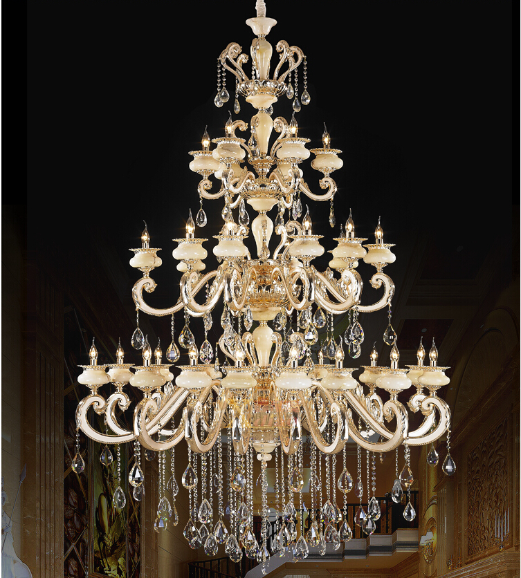 d150cm h200cm 32l k9 crystal chandelier led chandelier dinning room chandelier living room lamp ac guaranteed