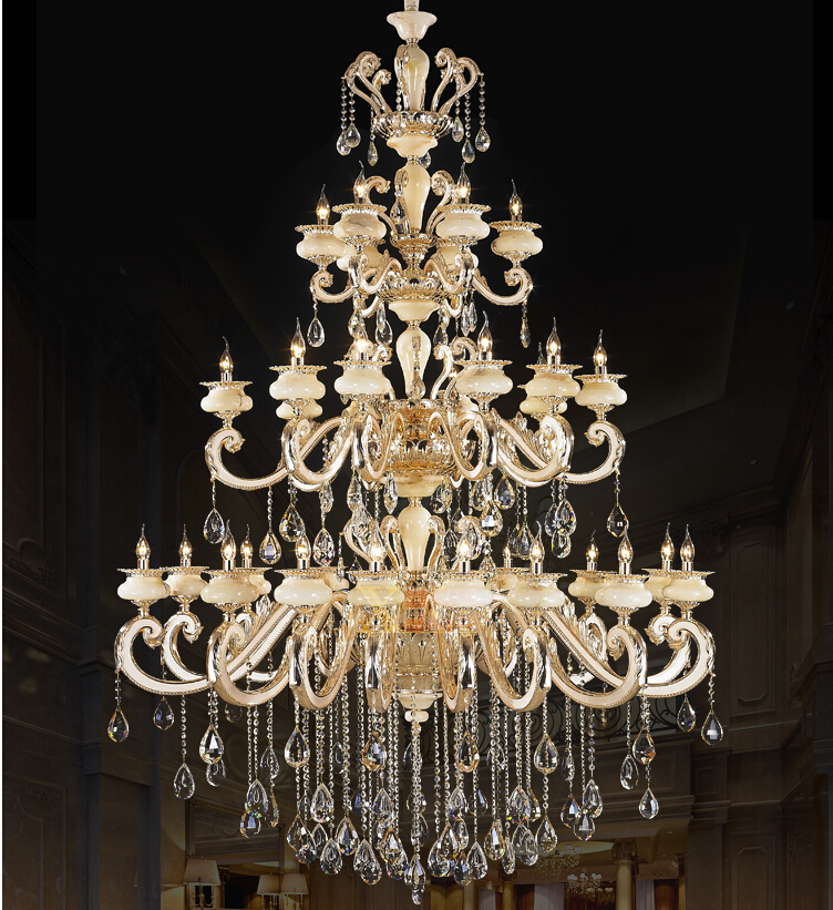 d150cm h200cm 32l k9 crystal chandelier led chandelier dinning room chandelier living room lamp ac guaranteed