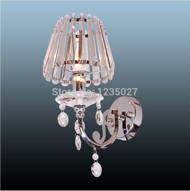 d150mm european style iron indoor crystal wall light lamps snow white for home 220v using e14 light bulbs wall lamp